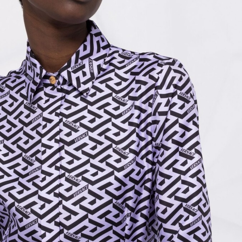 Versace Greca Silk Twill Blouse - Picture 5 of 16